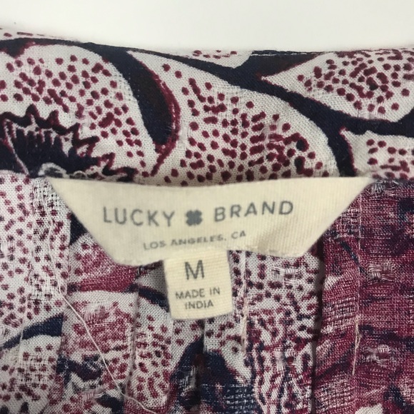 Lucky Brand Floral Boho Romantic Blouse Keyhole Long Sleeve Top M - Picture 7 of 8